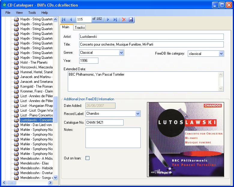 CD Cataloguer screen